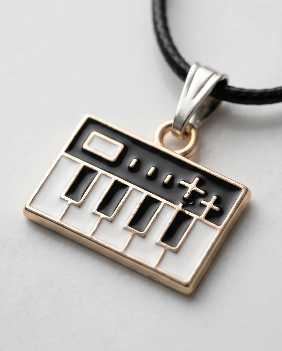 Gold and Black Synthesizer Keyboard Necklace