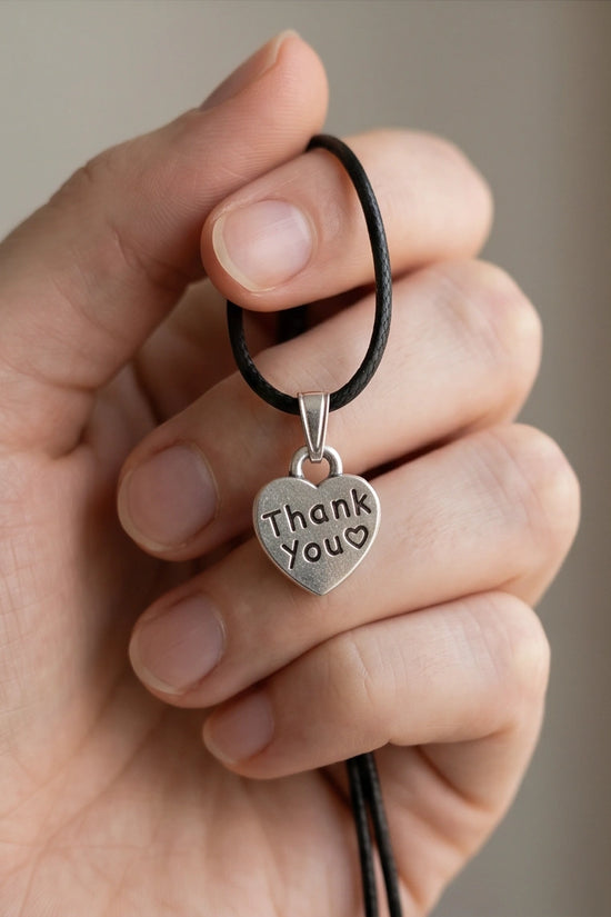 Silver Engraved Thank You Heart Necklace