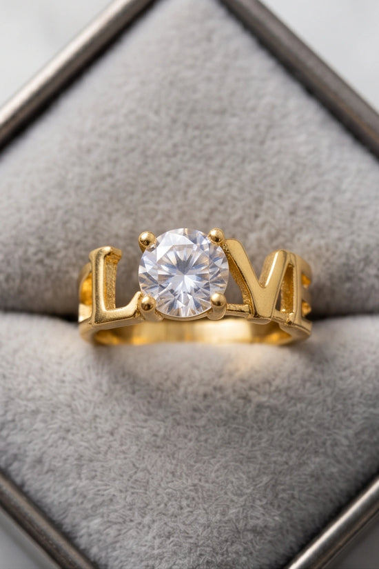 Golden Eternal Love Moissanite Ring