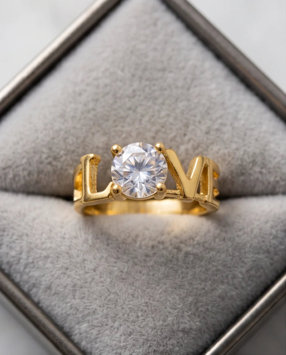 Golden Eternal Love Moissanite Ring