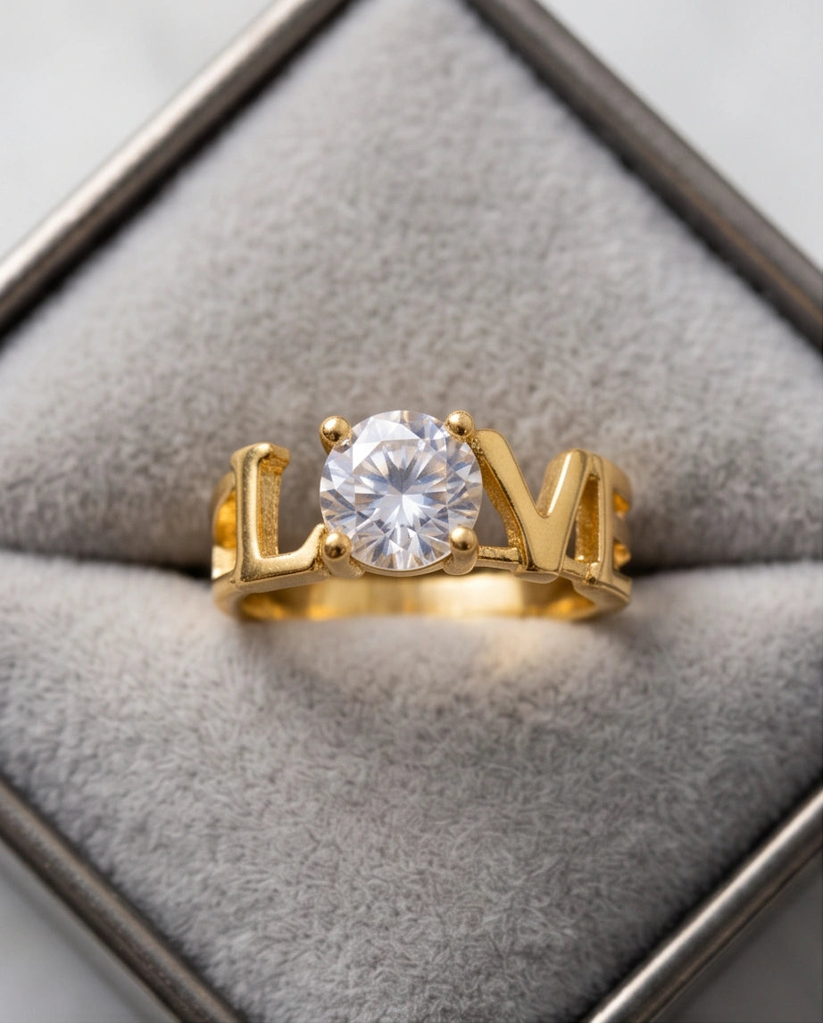 Golden Eternal Love Moissanite Ring