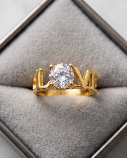 Golden Eternal Love Moissanite Ring