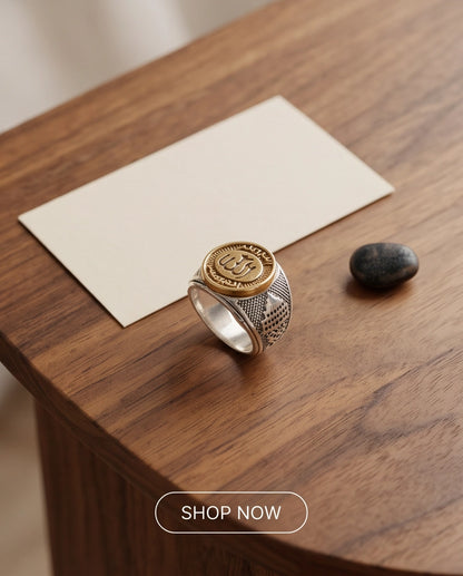 Calligraphic Seal Two-Tone Signet Ring