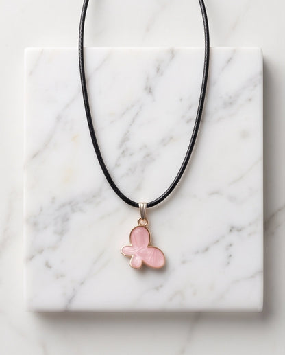 Soft Pink Butterfly Cord Necklace