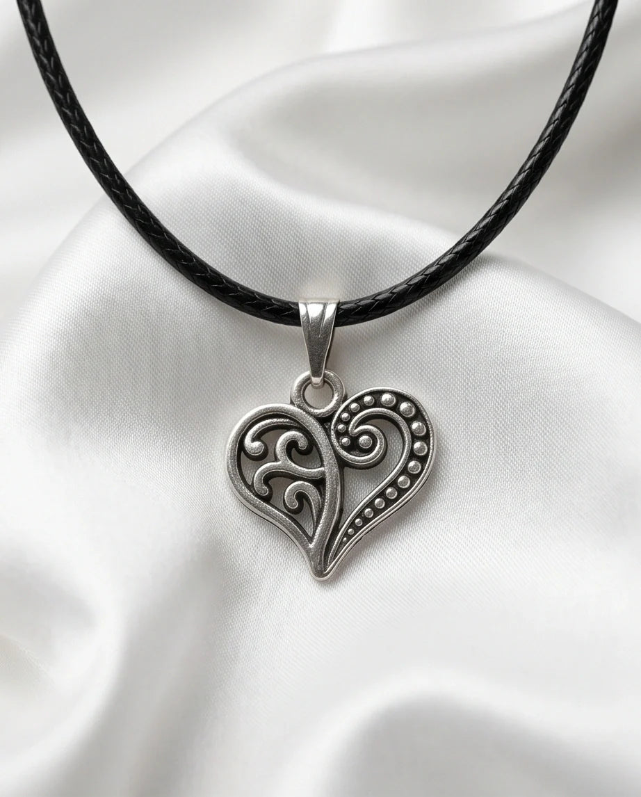 Silver Filigree Heart Pendant Necklace