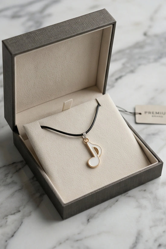 Gold and White Eighth Note Necklace