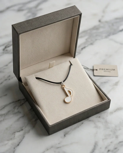 Gold and White Eighth Note Necklace