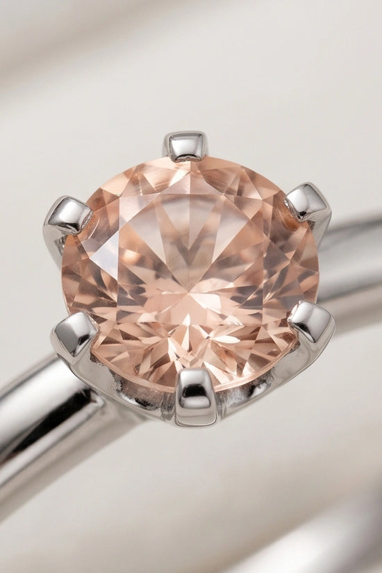 Sterling Silver Round-Cut Champagne Morganite Solitaire Ring