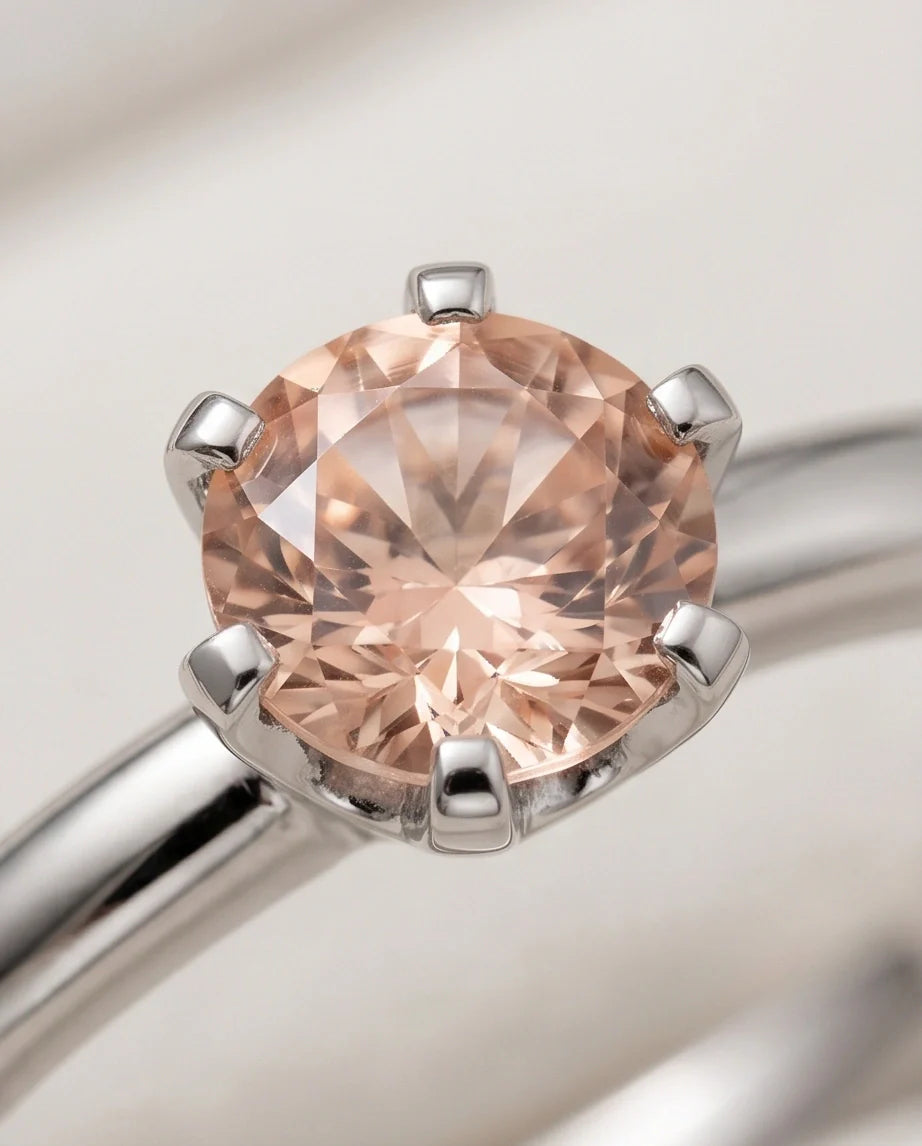 Sterling Silver Round-Cut Champagne Morganite Solitaire Ring