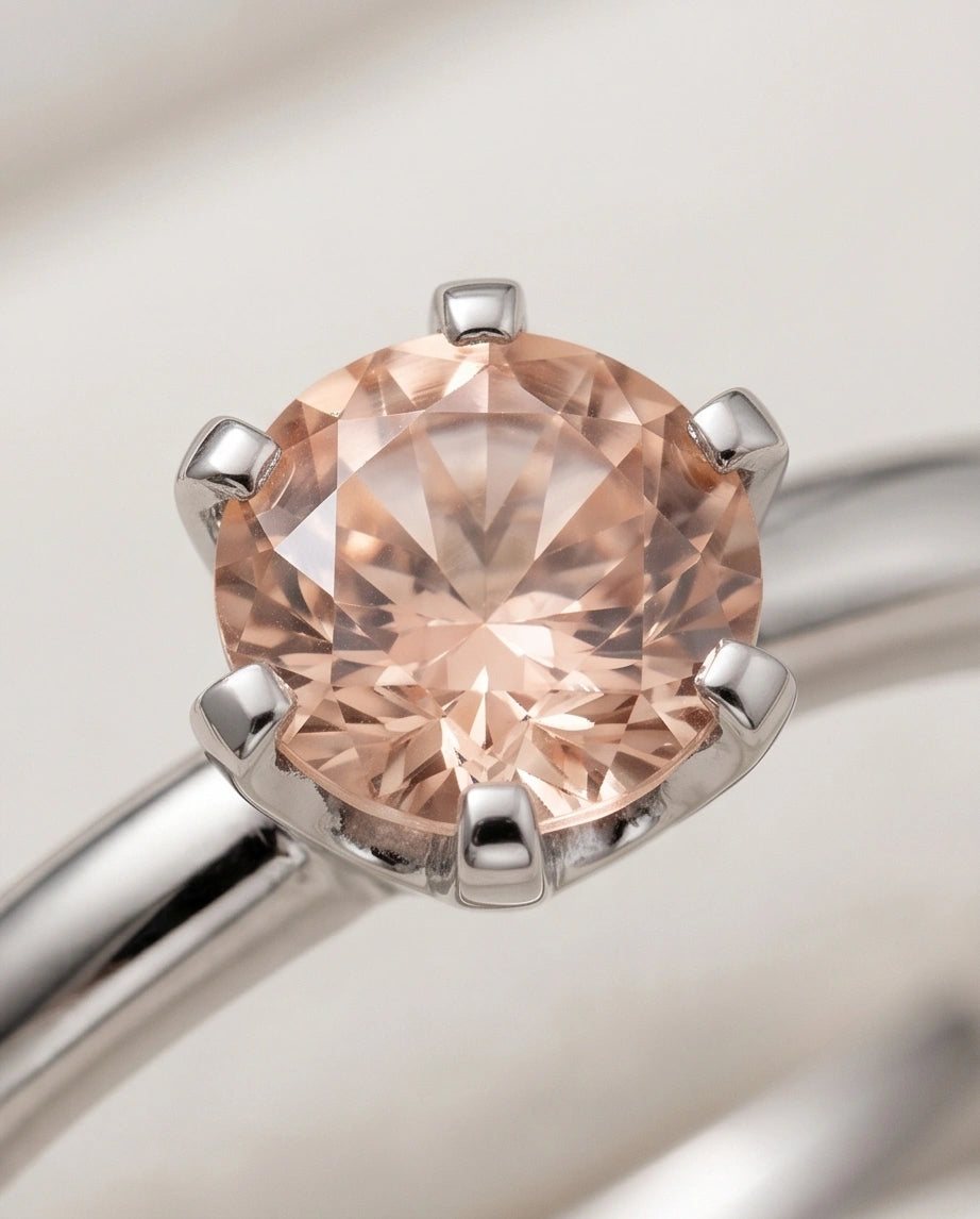 Sterling Silver Round-Cut Champagne Morganite Solitaire Ring