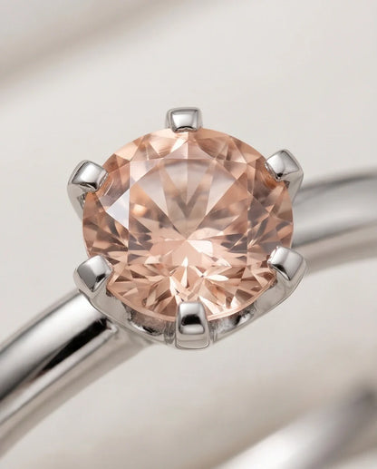 Sterling Silver Round-Cut Champagne Morganite Solitaire Ring