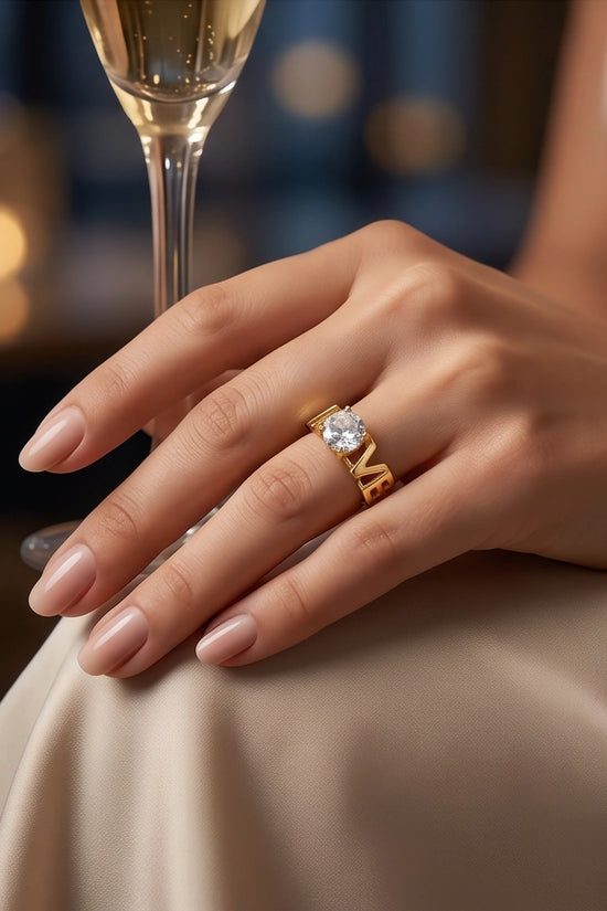Golden Eternal Love Moissanite Ring