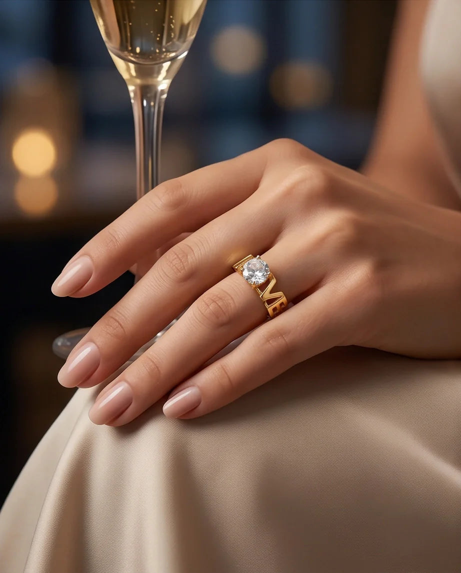 Golden Eternal Love Moissanite Ring