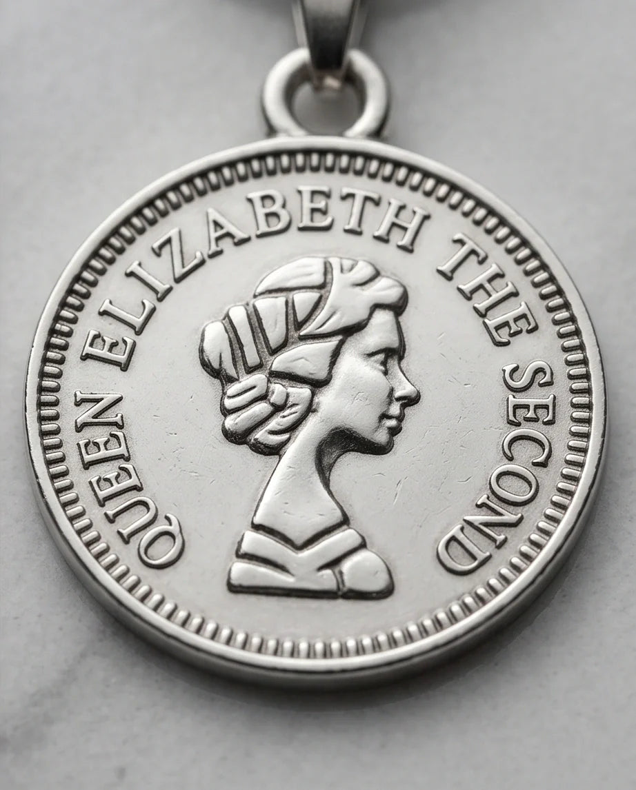 The Royal Heritage: Vintage Elizabeth II Coin Pendant Necklace