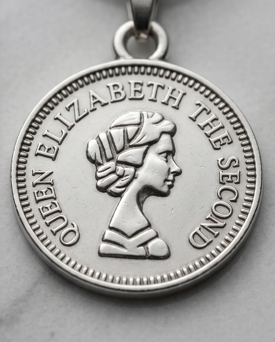 The Royal Heritage: Vintage Elizabeth II Coin Pendant Necklace