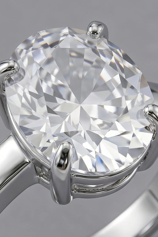 Sterling Silver Oval-Cut Moissanite Solitaire Ring