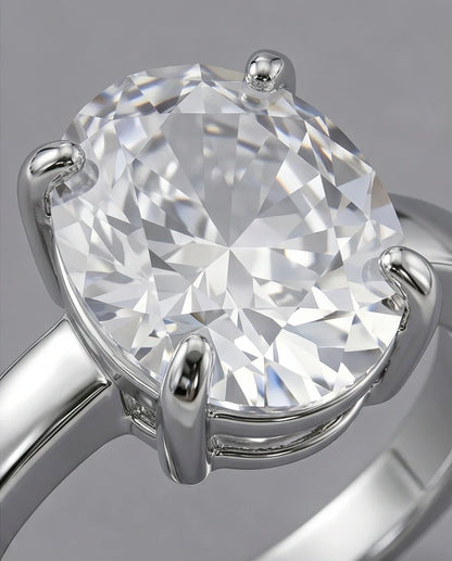 Sterling Silver Oval-Cut Moissanite Solitaire Ring