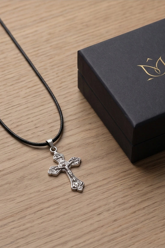 Silver Vintage Crucifix Cross Necklace
