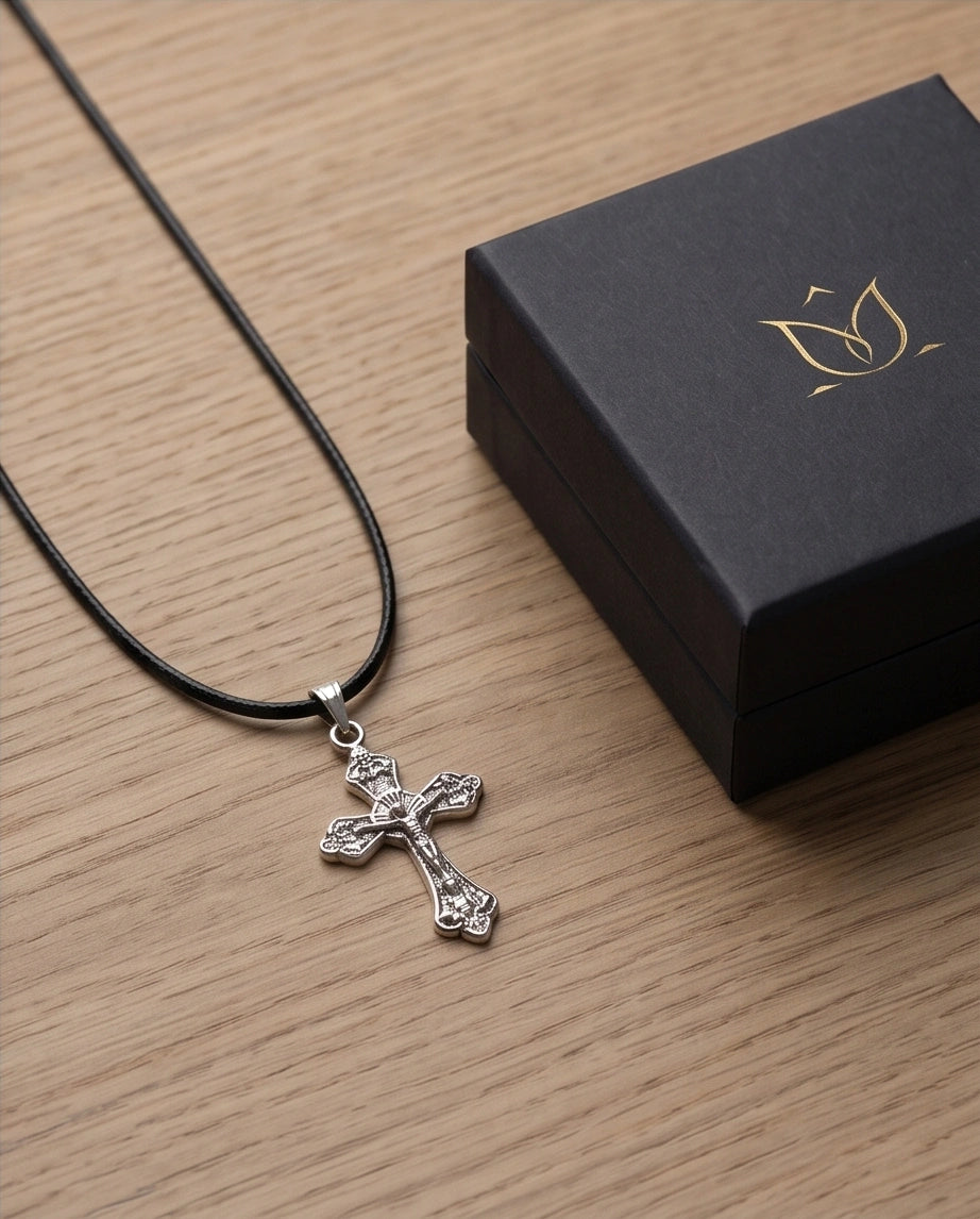 Silver Vintage Crucifix Cross Necklace