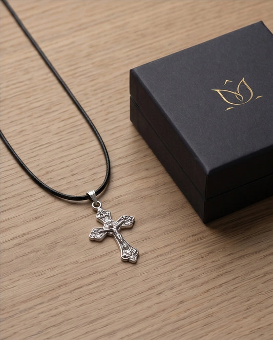 Silver Vintage Crucifix Cross Necklace