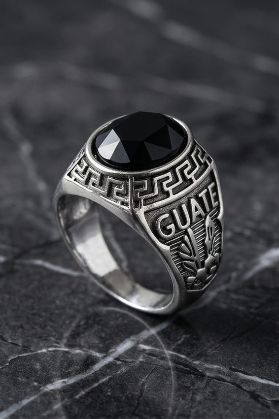 Vintage Black Onyx Military Signet Ring