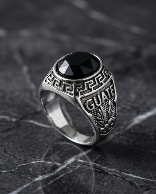 Vintage Black Onyx Military Signet Ring