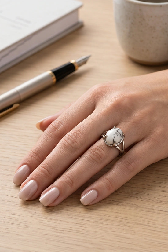 White Canyon Howlite Statement Ring