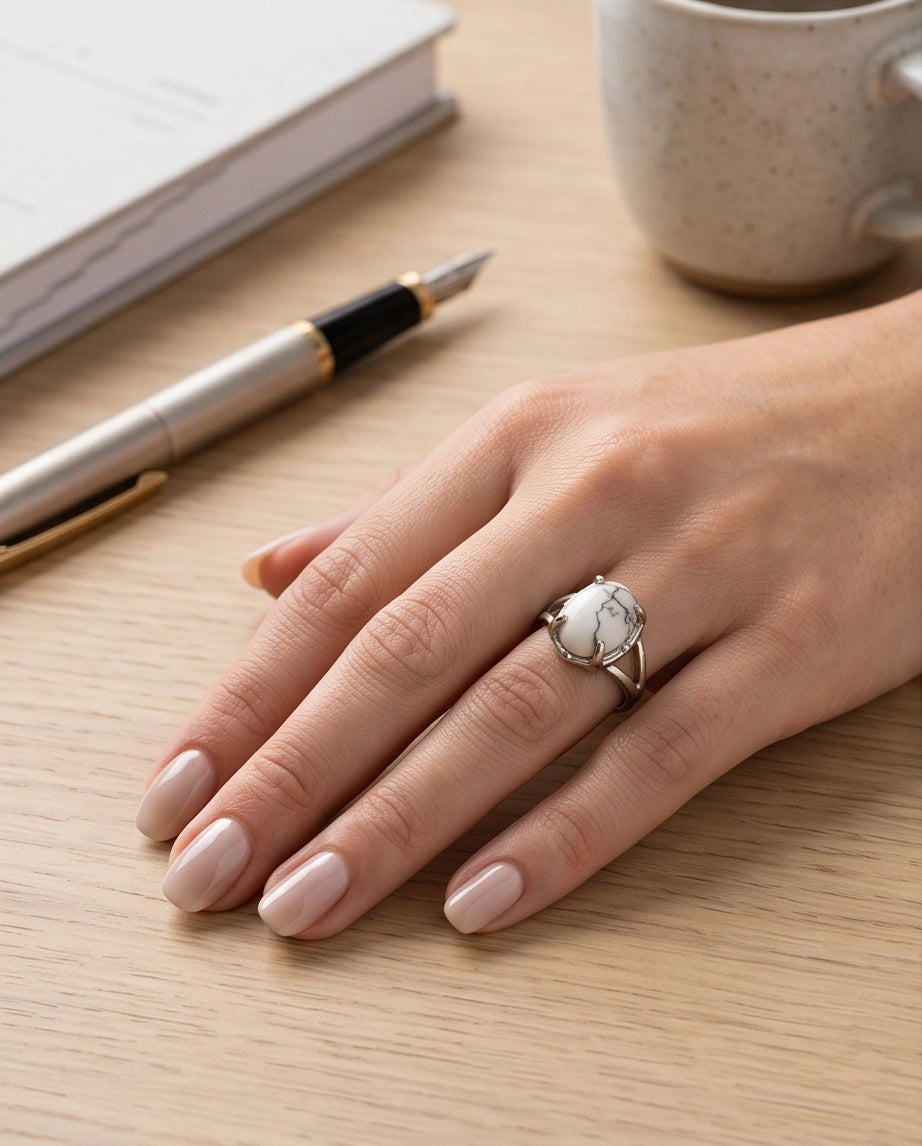 White Canyon Howlite Statement Ring