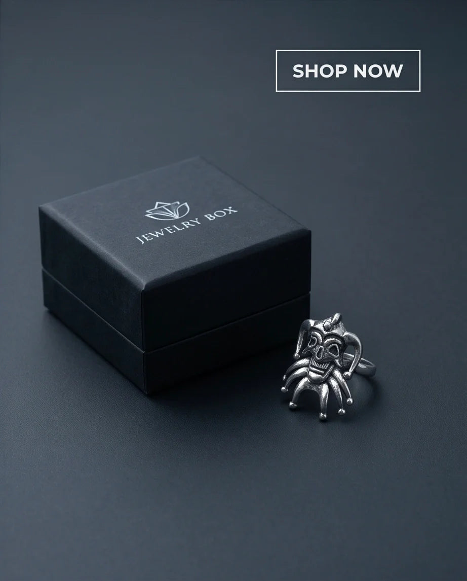 Gothic Sterling Silver Evil Jester Skull Ring