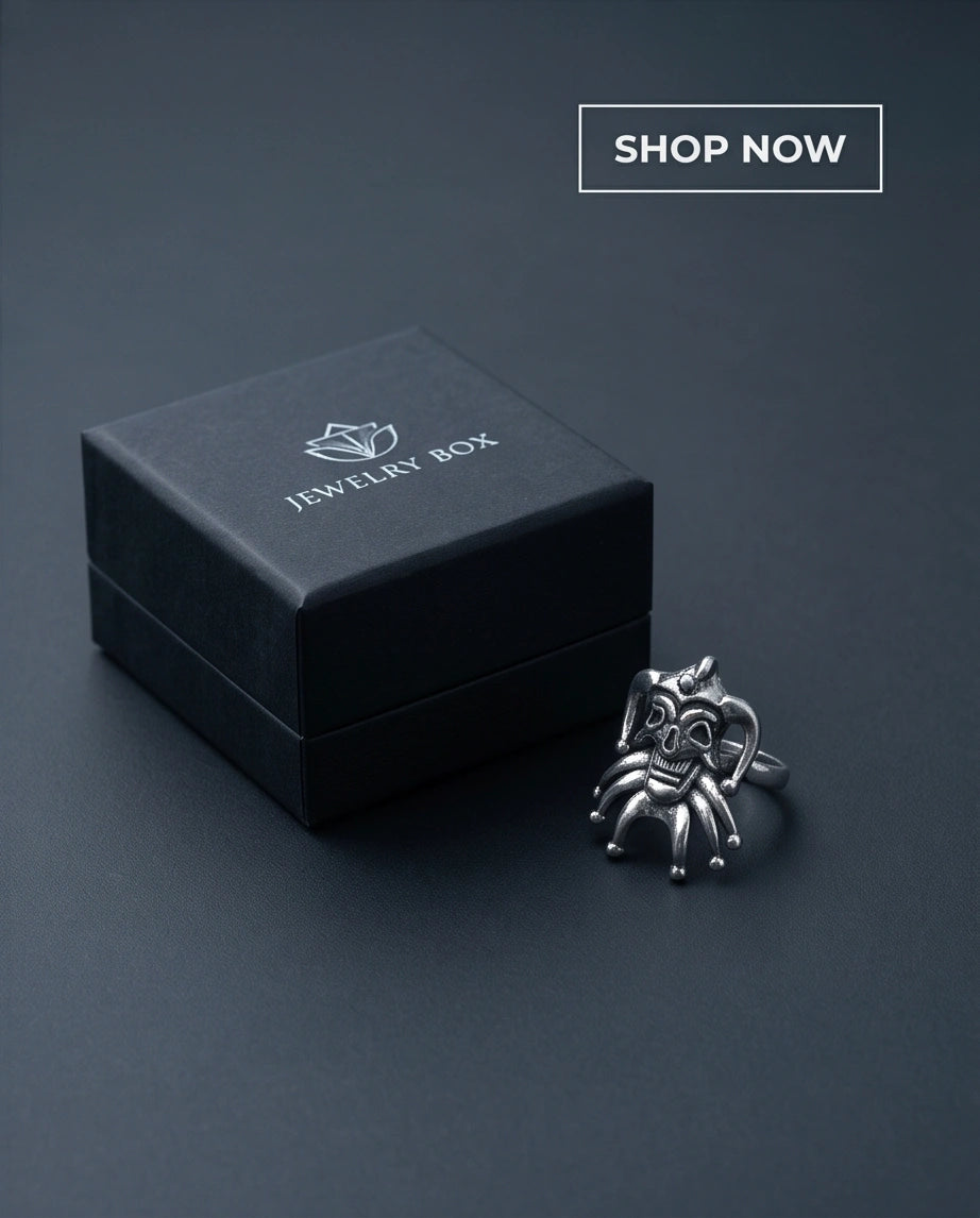 Gothic Sterling Silver Evil Jester Skull Ring