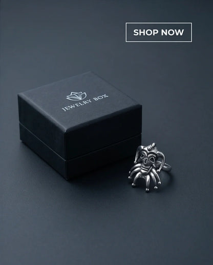 Gothic Sterling Silver Evil Jester Skull Ring