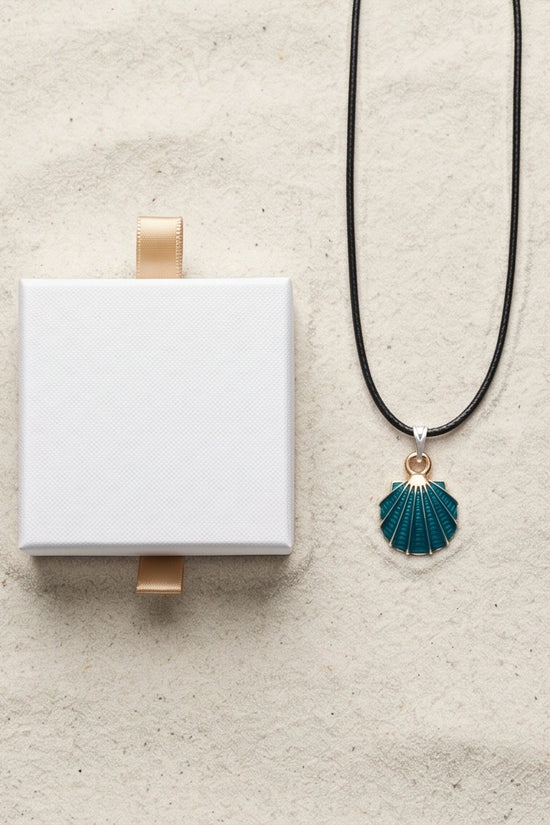 Ocean Teal Scallop Shell Pendant