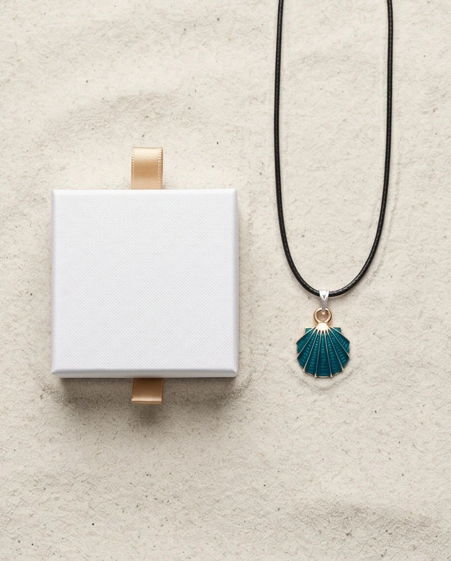 Ocean Teal Scallop Shell Pendant