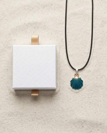 Ocean Teal Scallop Shell Pendant