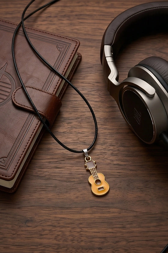 Gold and Yellow Acoustic Guitar Necklace