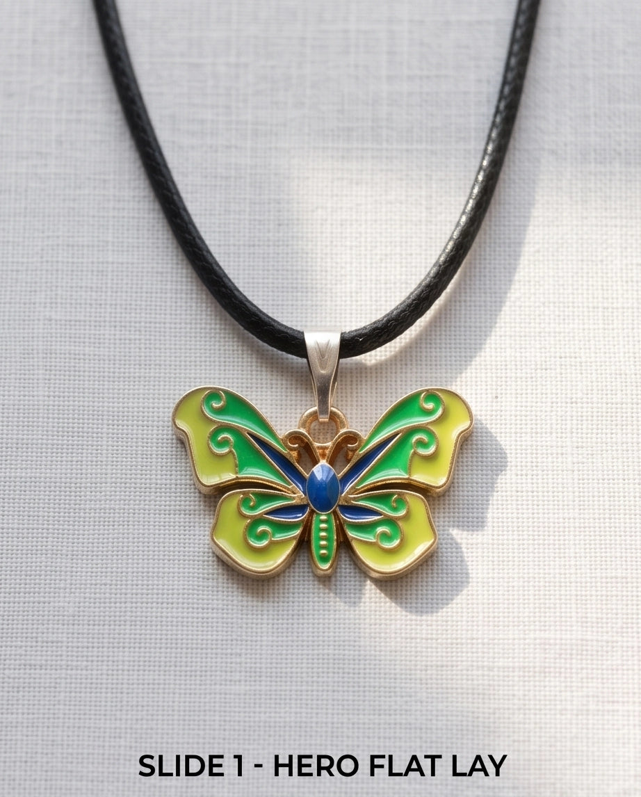 Vibrant Multi-Color Butterfly Pendant Necklace