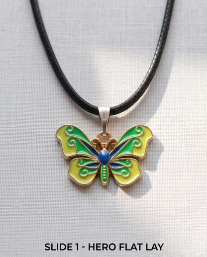 Vibrant Multi-Color Butterfly Pendant Necklace