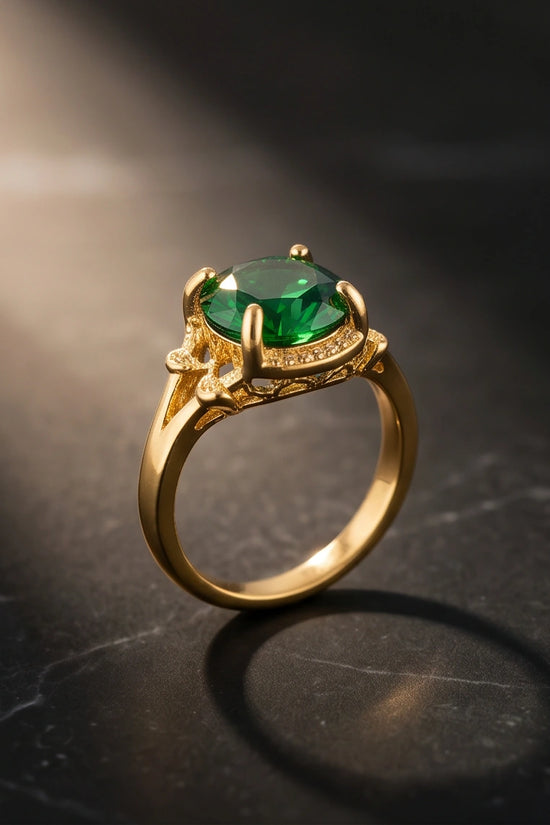 Golden Verdant Emerald Solis Ring