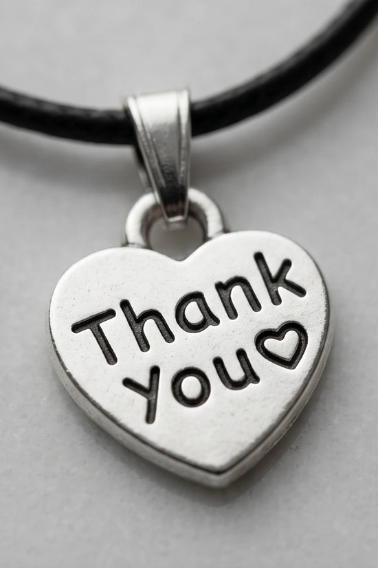 Silver Engraved Thank You Heart Necklace
