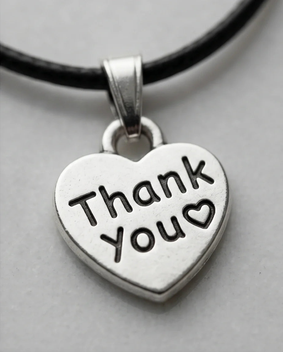 Silver Engraved Thank You Heart Necklace