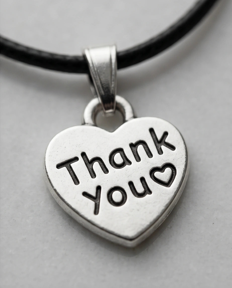 Silver Engraved Thank You Heart Necklace