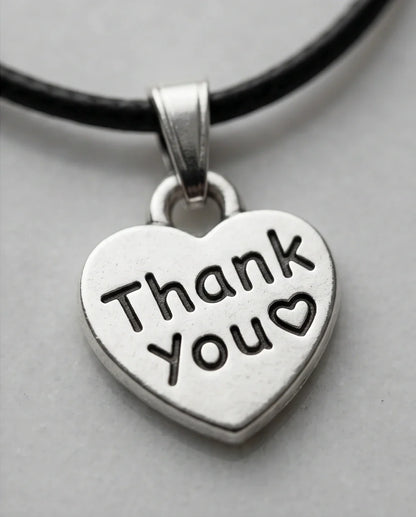 Silver Engraved Thank You Heart Necklace