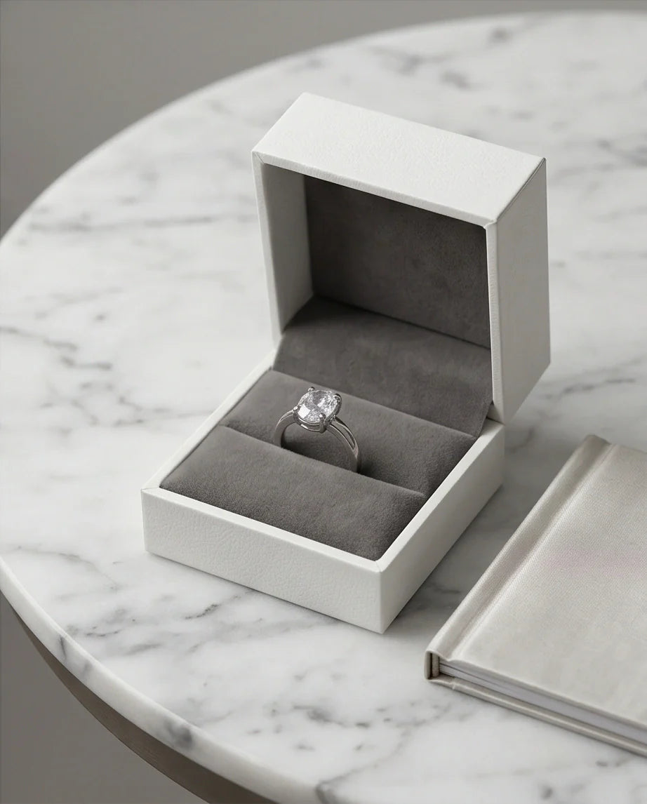 Sterling Silver Oval-Cut Moissanite Solitaire Ring
