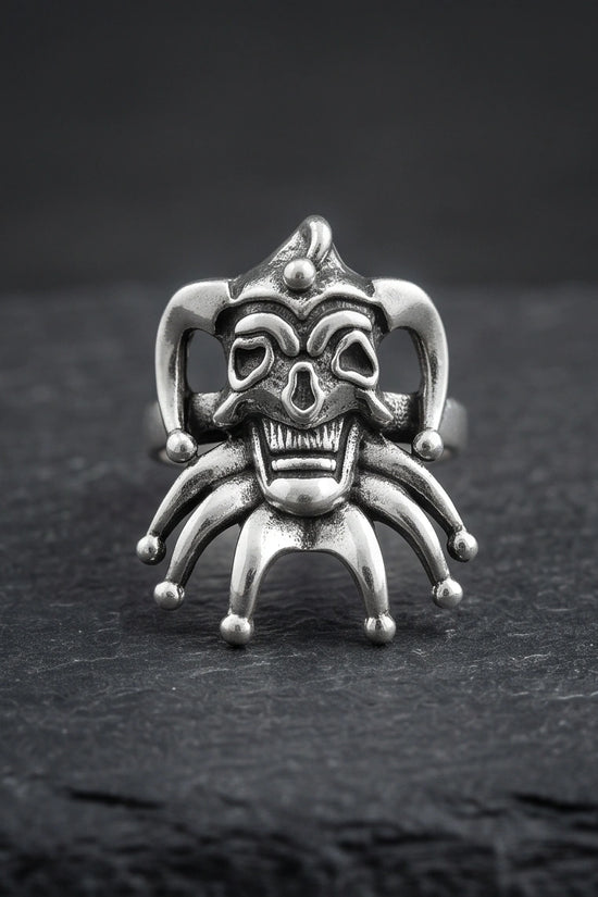 Gothic Sterling Silver Evil Jester Skull Ring