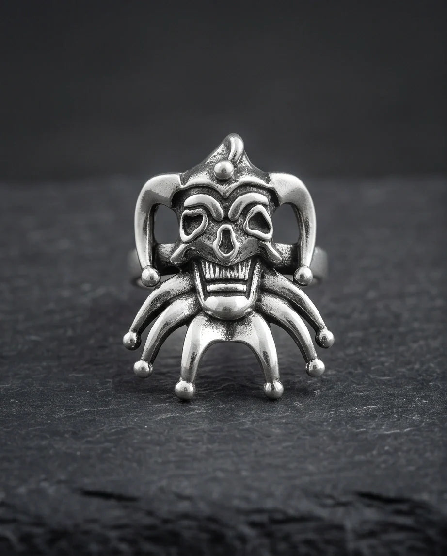 Gothic Sterling Silver Evil Jester Skull Ring