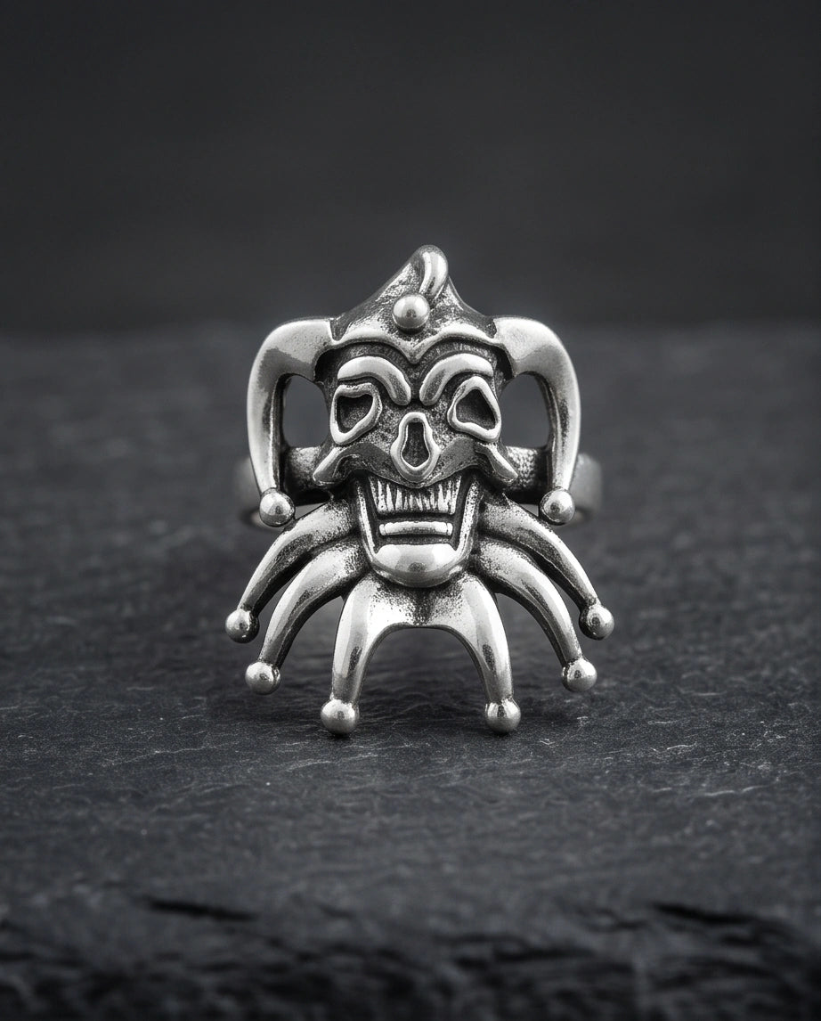 Gothic Sterling Silver Evil Jester Skull Ring
