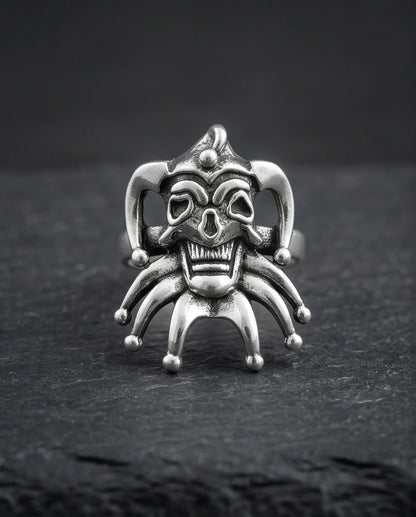 Gothic Sterling Silver Evil Jester Skull Ring