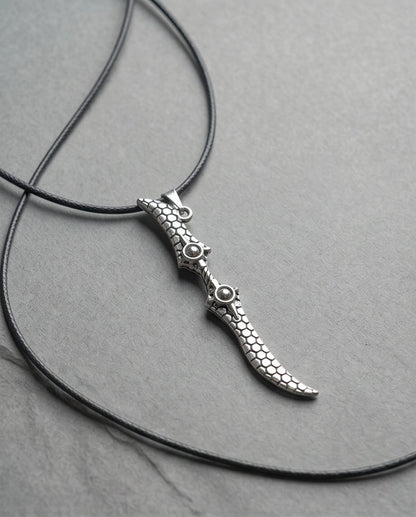 Antique Silver Scaled Dagger Pendant Necklace