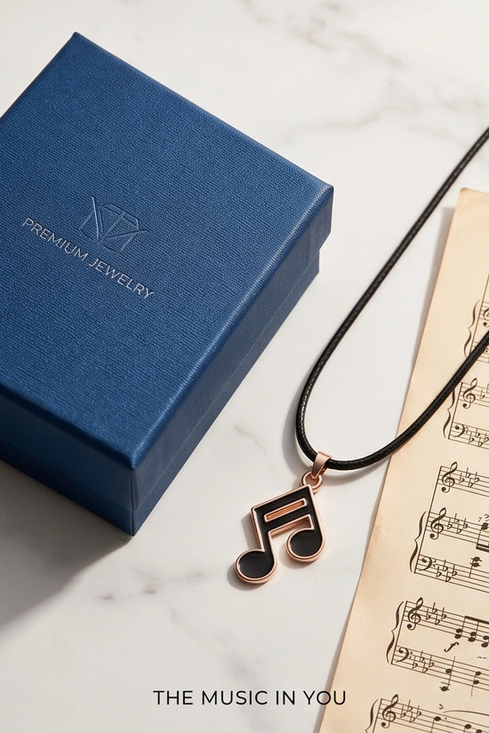 Rose Gold and Black Sixteenth Note Necklace