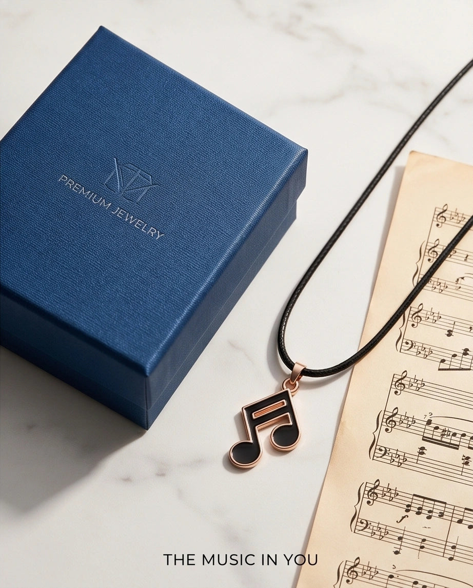Rose Gold and Black Sixteenth Note Necklace